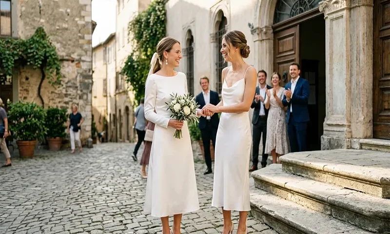 Minimalist Satin Midi Dresses for an Elegant Civil Ceremony
